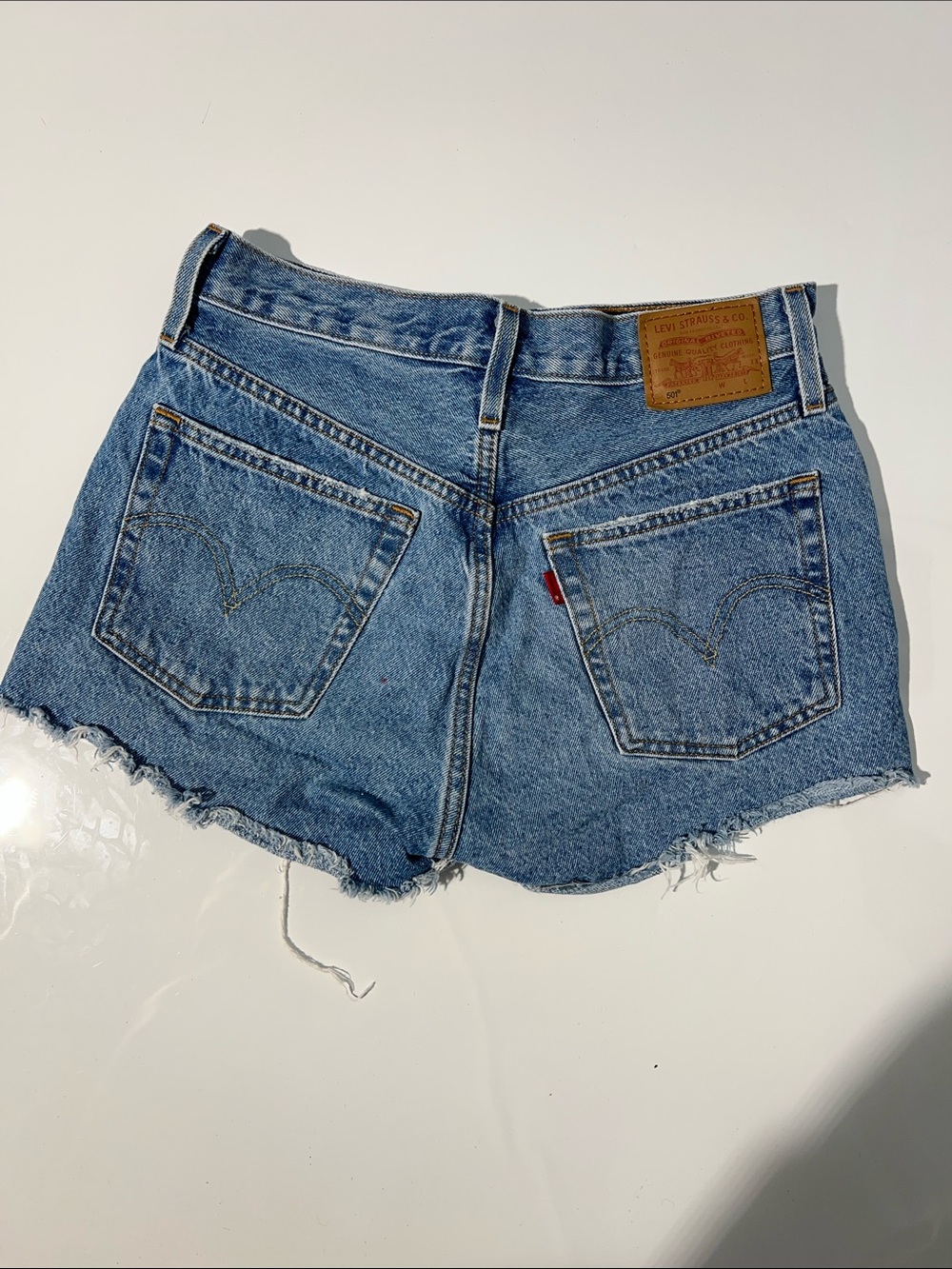 Levi's 501 Light Blue Denim Cutoff Shorts with Frayed Hem